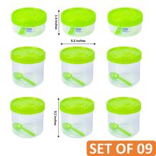 Set Of 9 Plain Small & Medium Plastic Utility Containers With Spoon - Bagmati