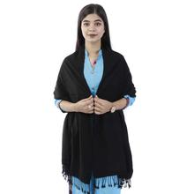 Pashmina Plain Solid Shawl For Women- Black