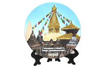 Multicolor Swayambhunath Ceramic Plate