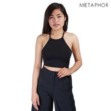 METAPHOR Black Back Lace-Up Plus Sized Sling Top For Women - MTS09B