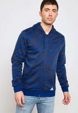 Adidas Blue Essential AOP Athletic Hoodie For Men - D93095