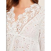 Long-sleeved baby shirt _ # lace v-neck solid color mesh