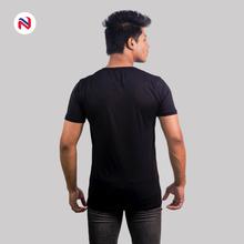 Nyptra Black Solid Muscle Fit Plain Cotton T-Shirt For Men