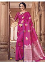 Stylee Lifestyle Magenta Banarasi Silk Jacquard Saree - 2116