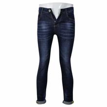 Blue Denim Washed Stretchable Folding Jeans Pants For Men