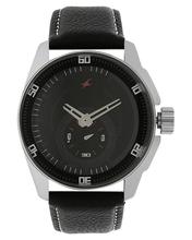 Black Dial Leather Strap Watch