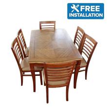 Sunrise Furniture 6-Seater Wooden Oval Dining Table - Light Coffee