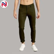 Nyptra Green Stretchable Cotton Chinos For Men