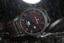 NaviForce NF9061 Date/Day Function Analog Watch For Men - Black/Red
