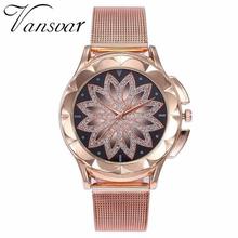 Fashion Women Rose Gold Flower Rhinestone Wrist Watches Luxury