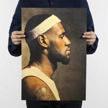 Basketball Superstar Lebron James Design Vintage Kraft Paper Wall Decal