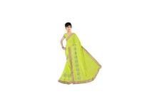 Yellow Golden Embroidery Border Gorgette saree with Blouse