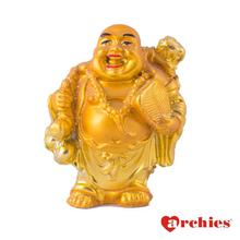 ARCHIES Ceramic Golden Laughing Buddha Statue Décor