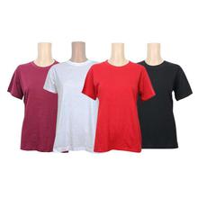 Pack Of 4 Cotton T-Shirt For Women -Maroon/White/Orange/Black