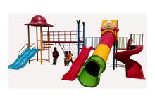 Play Station With Single and Double Slide, Swing, Climbing, Tunnel, Spiral and House - 36 Ft.