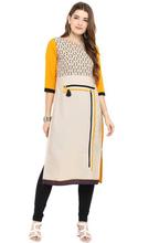 Women’s Geometric Print Straight Kurta- Multi-Colored