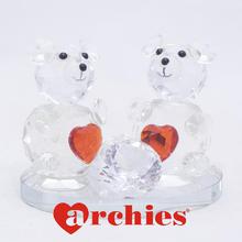 Love Heart Couple Glass Bear Decor