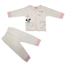 Pink/White Striped A.Tgy Two Piece Suit For Babies