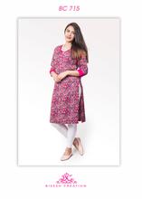 Pink kalamkari print rayon kurti With Leggings