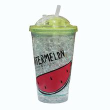 Double Wall Plastic Ice Cooling Gel Cup With Straw