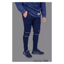 Hifashion Stretchable Bikers Trouser With Knee Padding And Double Zipper-Blue