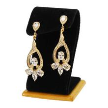 Ampersand Golden Metal Stone Embellished Drop Earrings For Women - S3007