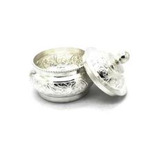 Pure Silver Flower Carved Sindur Box - SSB28196 - 135.10g