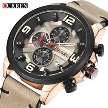 CURREN White/Grey Leather Strap Chronograph Watch For Men - 8288