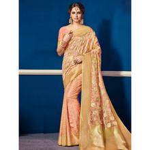 Stylee Lifestyle Peach Banarsi Silk Jacqaurd Saree (1391)