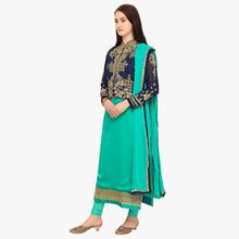 Stylee Lifestyle Green Embellished Traditional Jardoshi Work with Crystal & Cut work Dress with Designer Jacket for Wedding, Festival, Parties