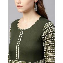 Women Printed Cotton Blend A-line Kurti  (Green)