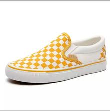 Yellow Plaid Chess Canvas Slip Ons For Women By Jutta Ghar Nepal