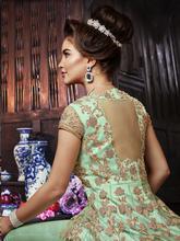 Stylee Lifestyle Green Net Embroidered Dress Material-2203