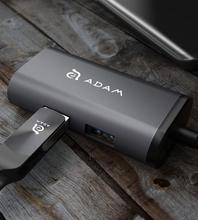AdamCASA Hub eC301 3 port USB-C to Lan Hub Grey