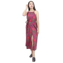 Pkshee Maroon Floral Printed Slit Dress For Women