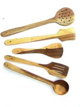 Set Of 5 Handmade Wooden Serving And Cooking Spoon Kitchen Tools Utensil