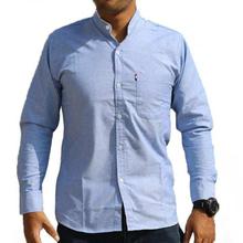 Mandarin Collar Design Men's Long Sleeve Casual Slim Fit Cotton Shirt