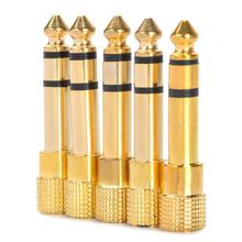 6.35mm Male to 3.5mm Female Audio Jack Adapters - Golden (5PCS)