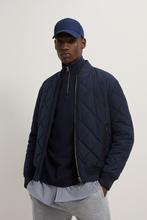 Diamond Quilted Navy Blue Bomber Jacket For Men-080