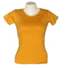 Mustard Cotton Solid T-Shirt For Women