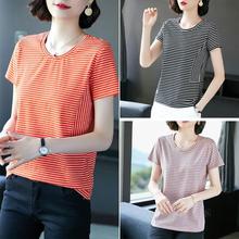 Large size wild fashion striped t-shirt _2020 wild fashion