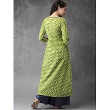 SALE- Green Printed A-Line Kurta