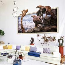 3D Photo Frame Animal Giraffe Eagle TV Sofa Wall Decoration Stickers