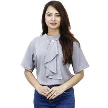 Grey Solid Stoned Top For Women