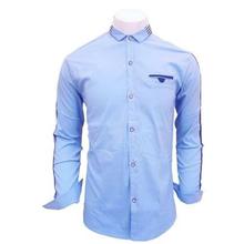 Sky Blue Stretchable Sleeve Lining Casual Shirt For Men