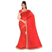 Red Ciffon Sari For Women