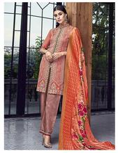 Stylee Lifestyle Rust Chanderi Silk Embroidered Dress Material - 2188