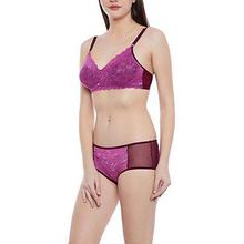 Clovia Lace Padded Non-Wired Bra & Hipster Panty - (BP1230P15-$P)