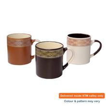 Royal Serve Zinnia 6 pcs Ceramic Cup Set - (Lite Brown, Dark Brown & Cream)