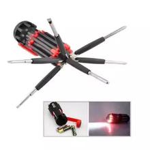 8 in 1 Multifunction Screw Driver Kit- 6 LED Torch Light Tools Set